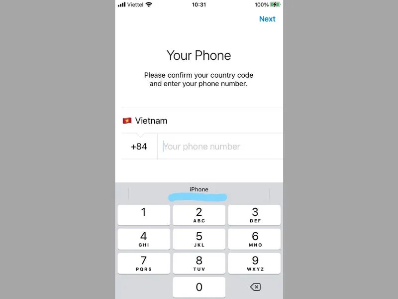 nhập số điện thoại
