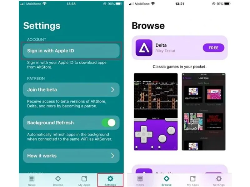 Khởi động ứng dụng AltStore