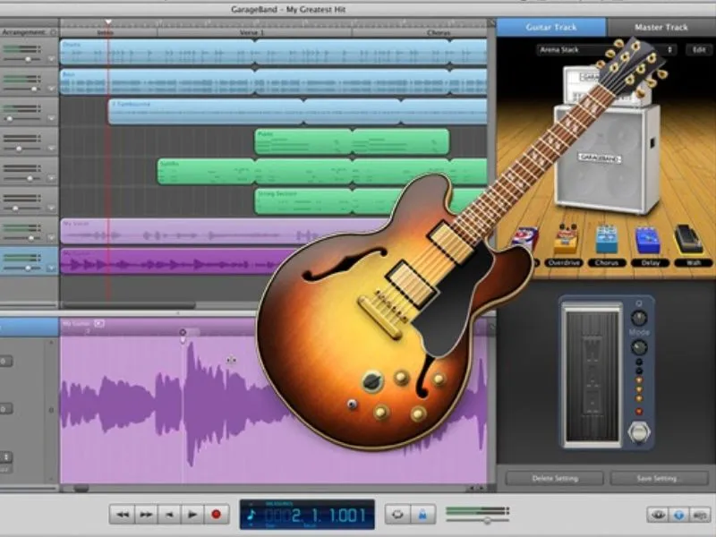 Giao diện phần mềm GarageBand