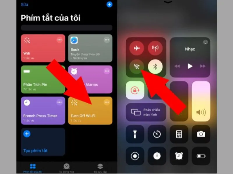 Cách cài đặt phím tắt trên iPhone để tắt wifi