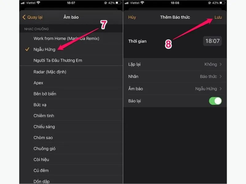 Nhấn lưu để hoàn tất cách cài nhạc báo thức cho iPhone