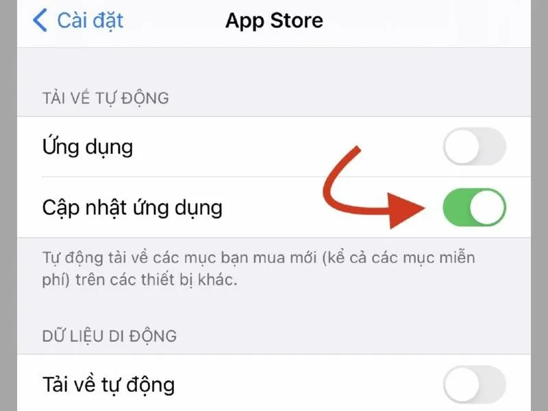 Hoàn thành cài đặt tự động cập nhật ứng dụng