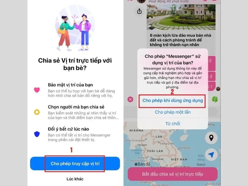 Nhấn cho phép truy cập vị trí của bạn