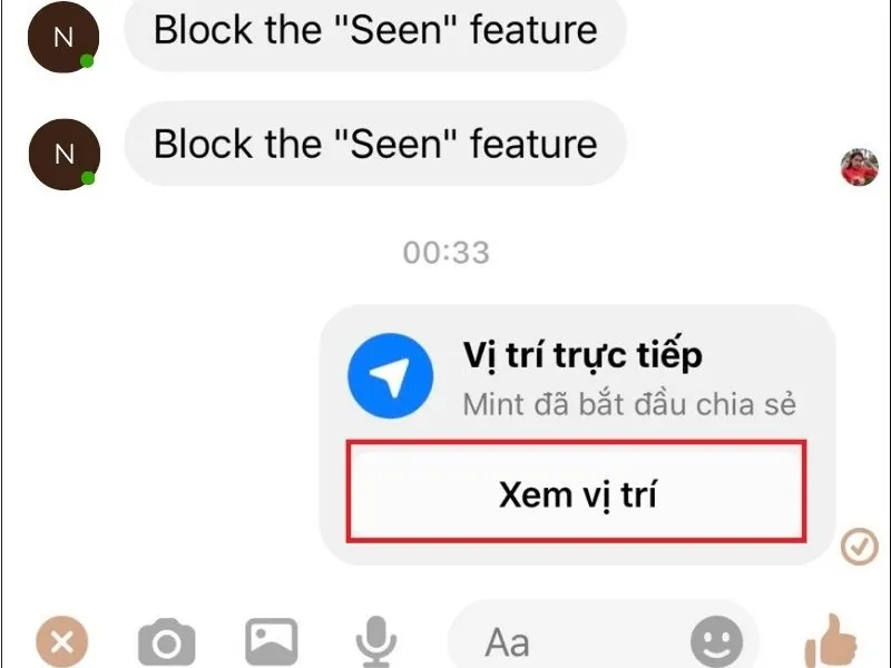 Người nhận nhấn vào xem vị trí để xem 