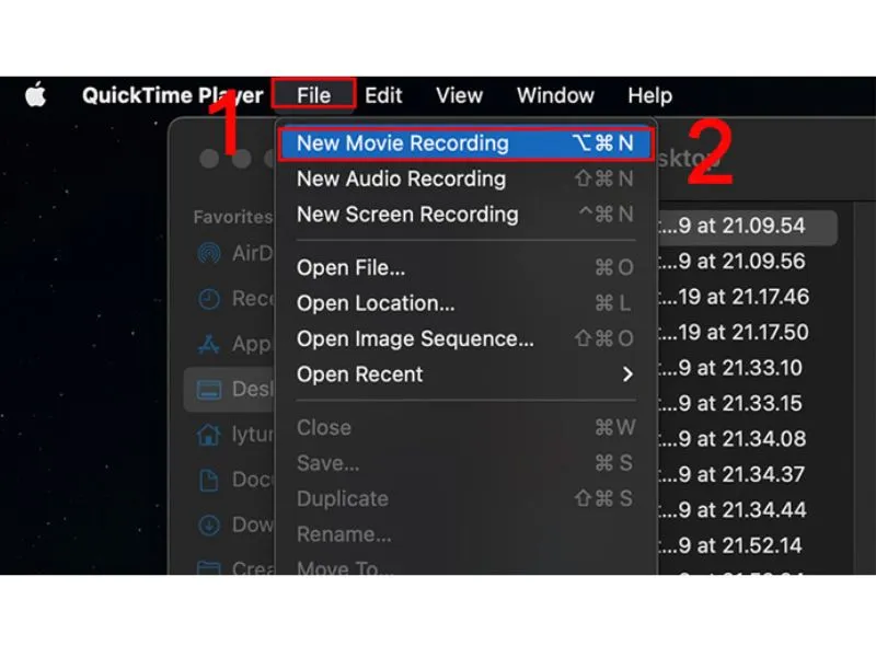 Chọn tiếp tính năng New Movie Recording