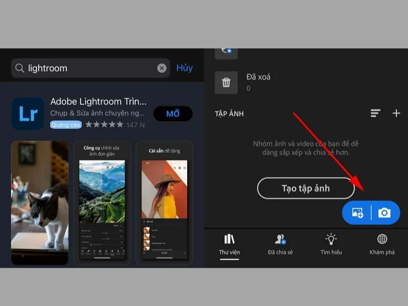 Cách chỉnh ảnh bằng Lightroom trên iPhone - thêm ảnh để Edit