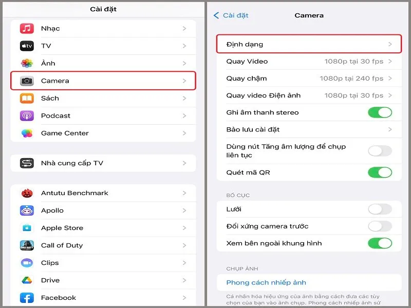 Vào phần Định dạng