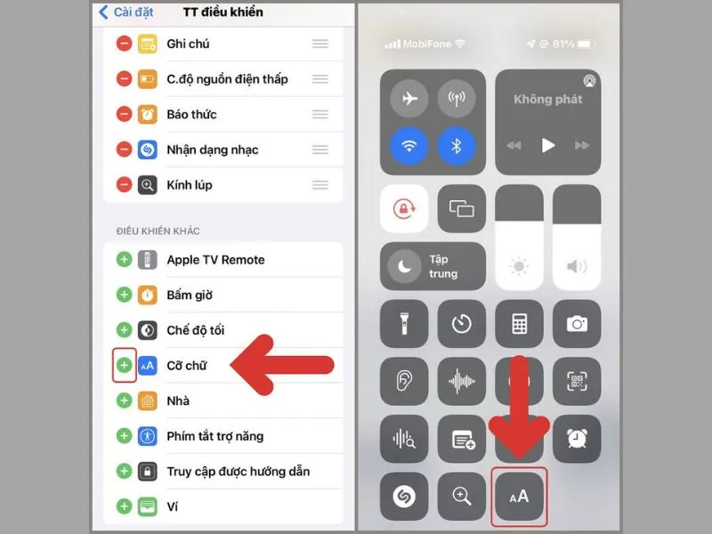 Tăng giảm kích thước bằng cách click vào “Aa”