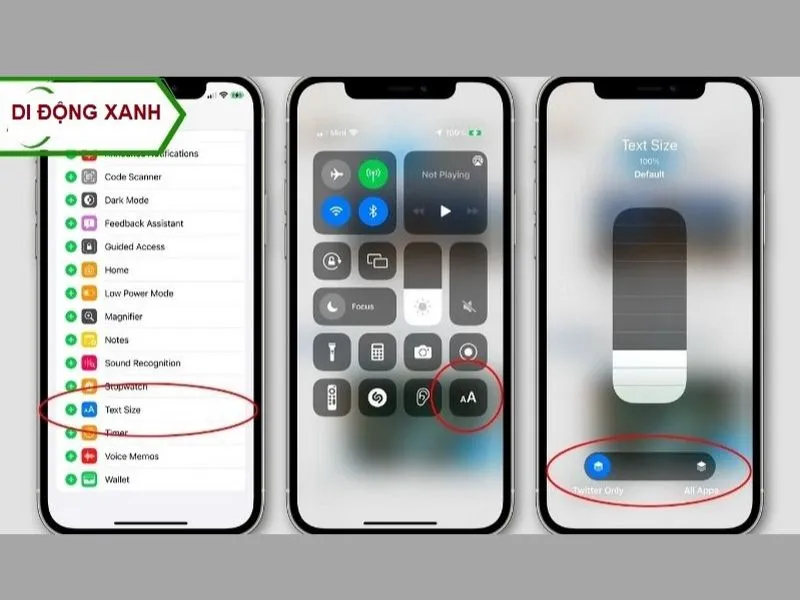Canh chỉnh cỡ chữ trên iPhone tại mục “Cài đặt”