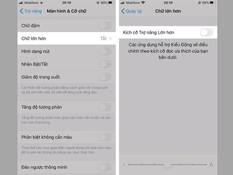 Minh họa về trợ năng lớn hơn