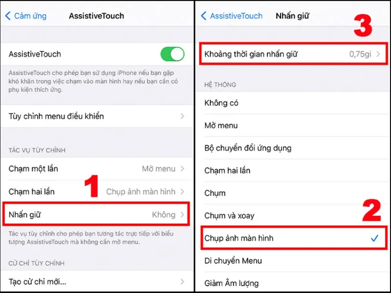 Chọn mục chụp ảnh màn hình