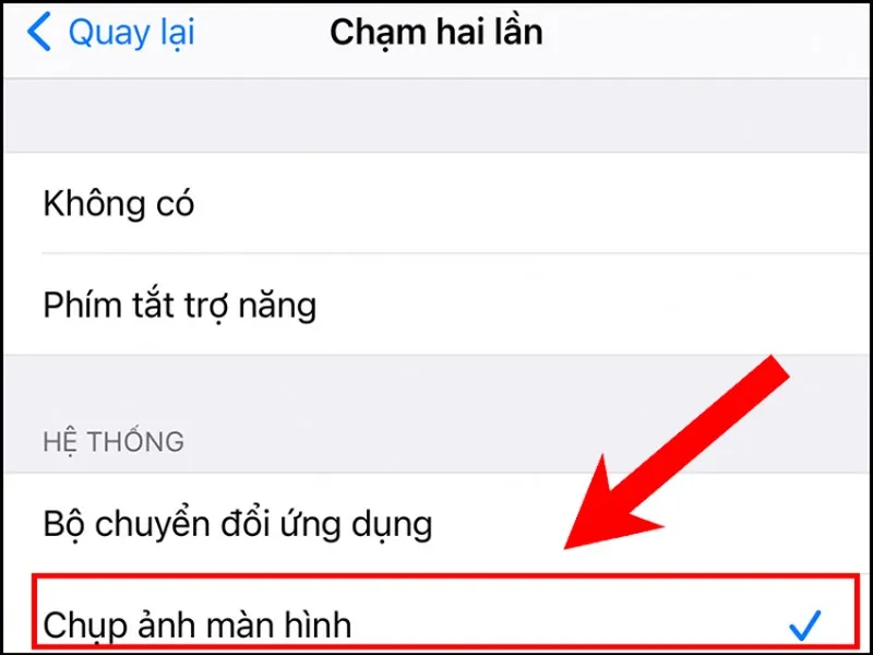 Nhấn chọn chụp ảnh màn hình 