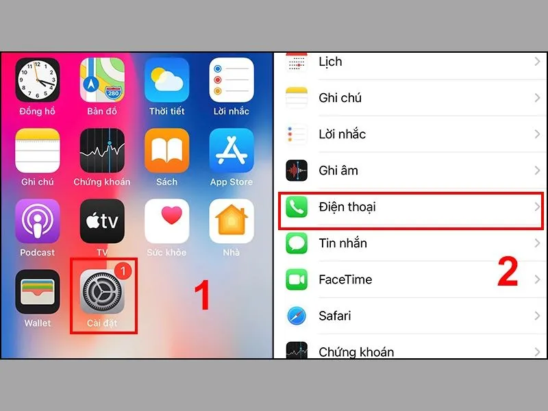 Cách chuyển cuộc gọi iphone qua cài đặt