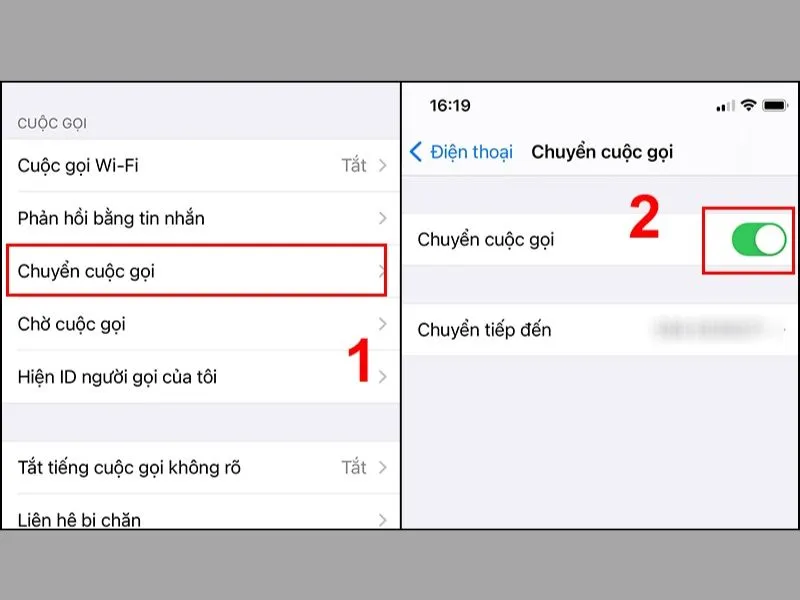 Kích hoạt cài đặt chuyển hướng cuộc gọi