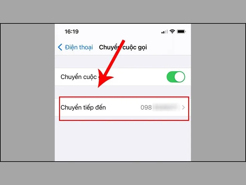 Nhập số điện thoại cần chuyển hướng