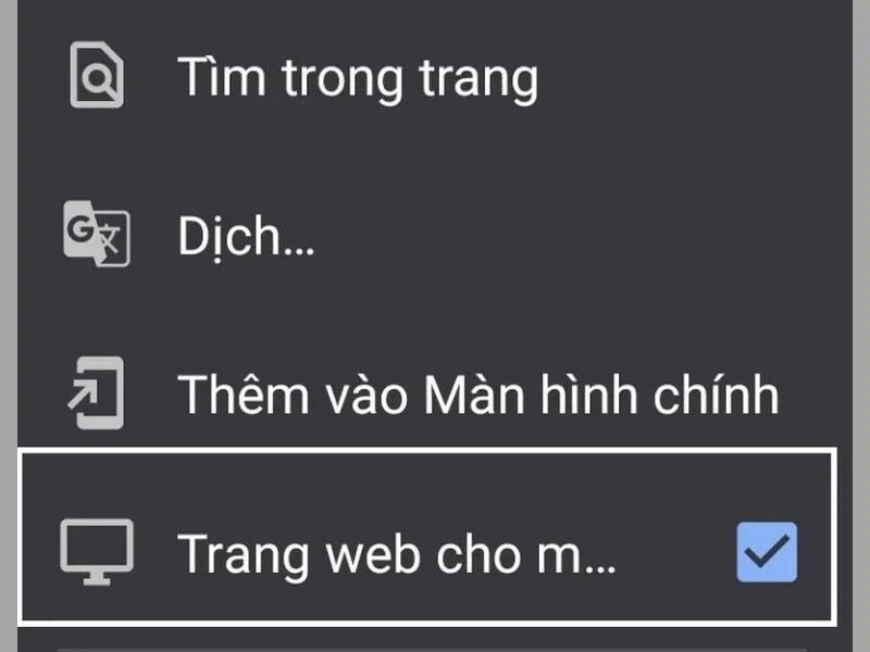 Kích hoạt trang web cho máy tính