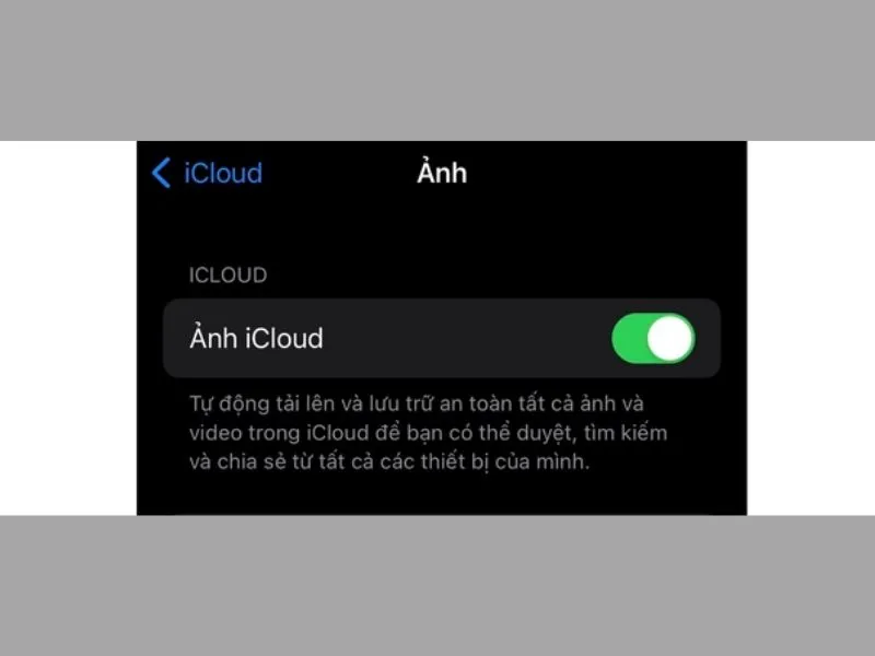 Kích hoạt tính năng đồng bộ ảnh lên iCloud để chuyển ảnh giữa các iPhone