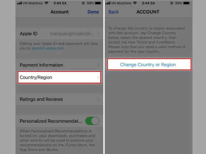 Cách chuyển vùng Canada trên iPhone