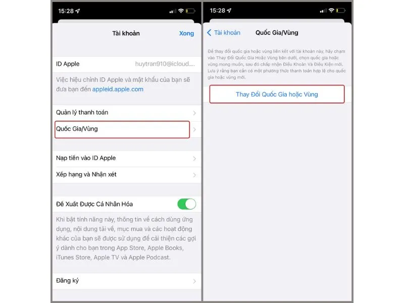 Cách chuyển vùng iPhone sang Việt Nam trong cài đặt