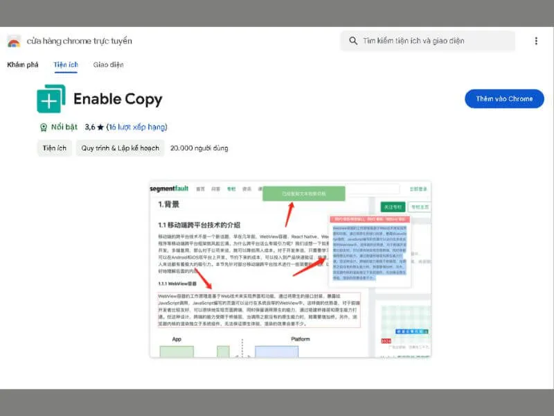 Cách copy nội dung trên web bị khóa bằng tiện ích enable