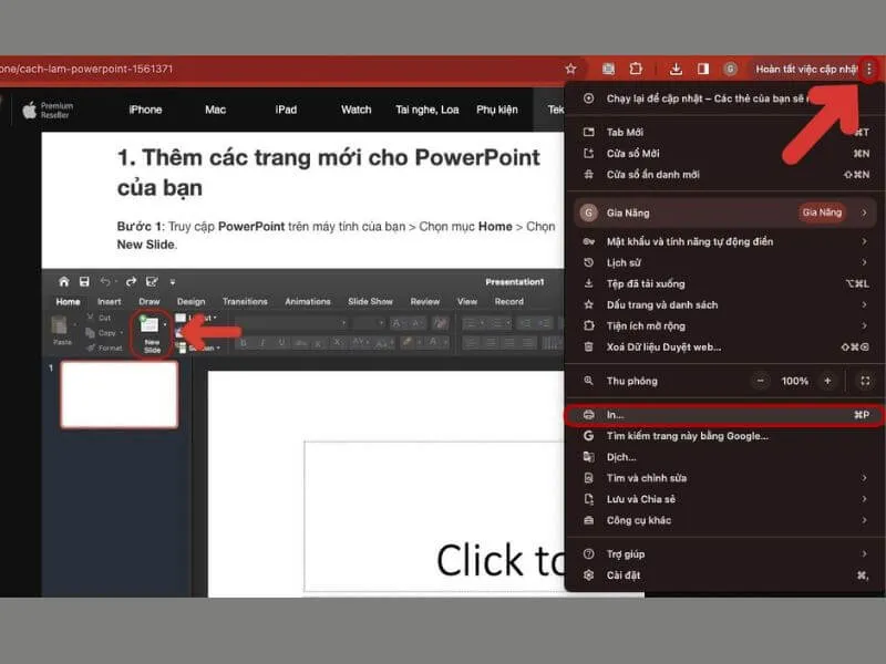 Cách copy nội dung trên web bị khóa bằng tình năng In