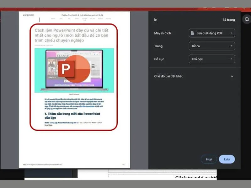 Cách copy nội dung trên web bị khóa bằng cách sử dụng In