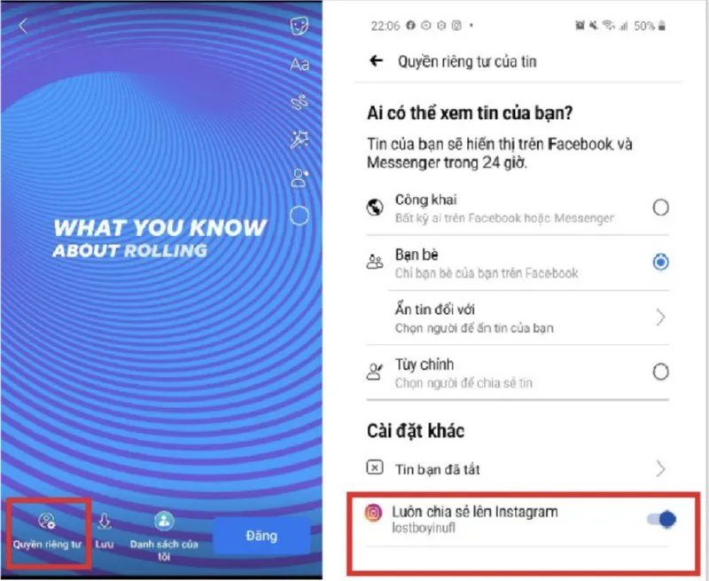 Điều chỉnh quyền riêng tư cho Story của mình