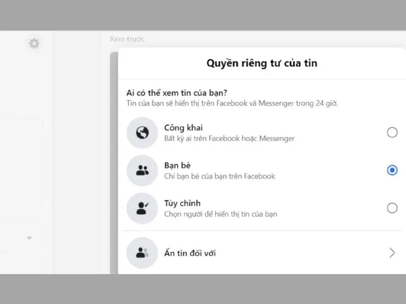 Chỉnh sửa quyền riêng tư cho tin của bạn