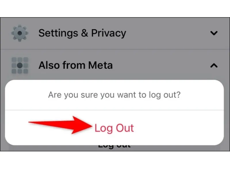 Nhấn tiếp mục “Log out