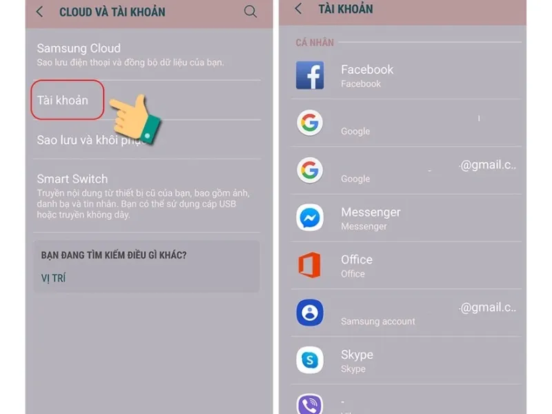 Mục tài khoản trên máy iPhone