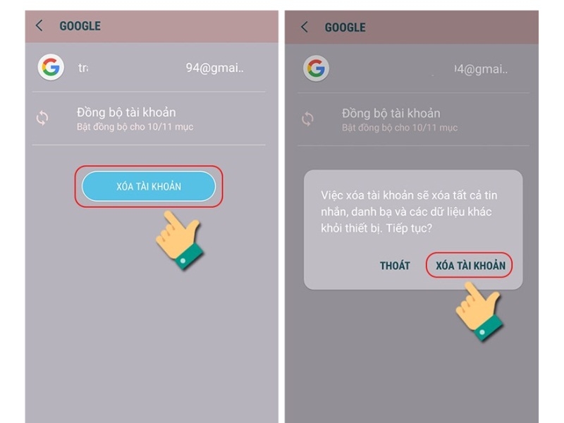 xac nhan menh lennh xoa tai khoan gmail tren may