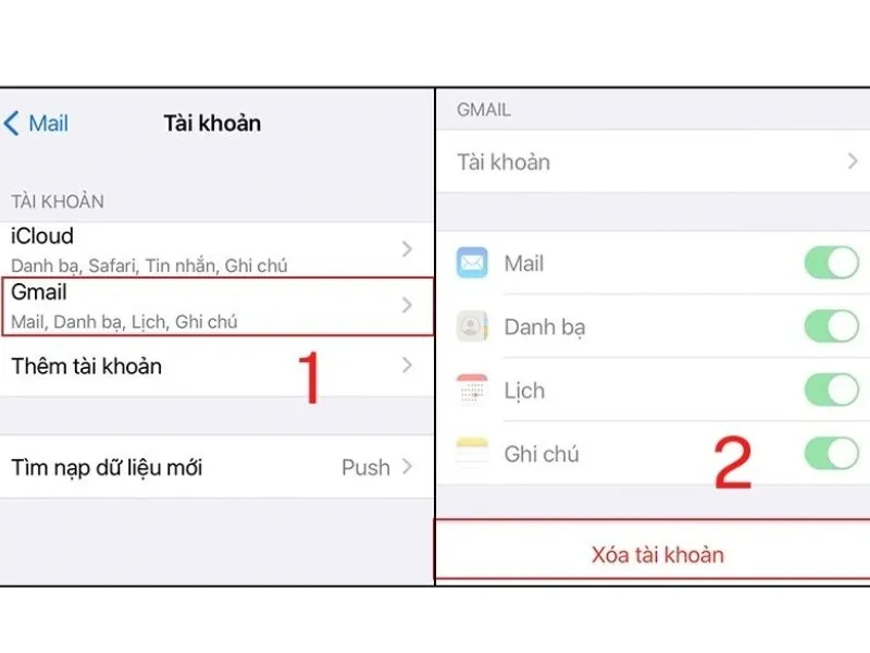 Đăng xuất tài khoản cá nhân Gmail trên thiết bị di động iPhone.