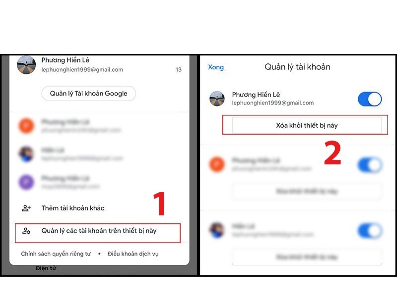 chon mot tai khoan gmail ban muon xoa