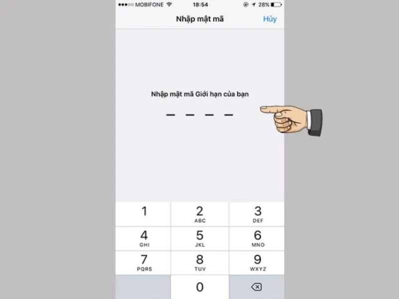 Nhập mật khẩu gồm 4 chữ số mà bạn thiết lập trước đó