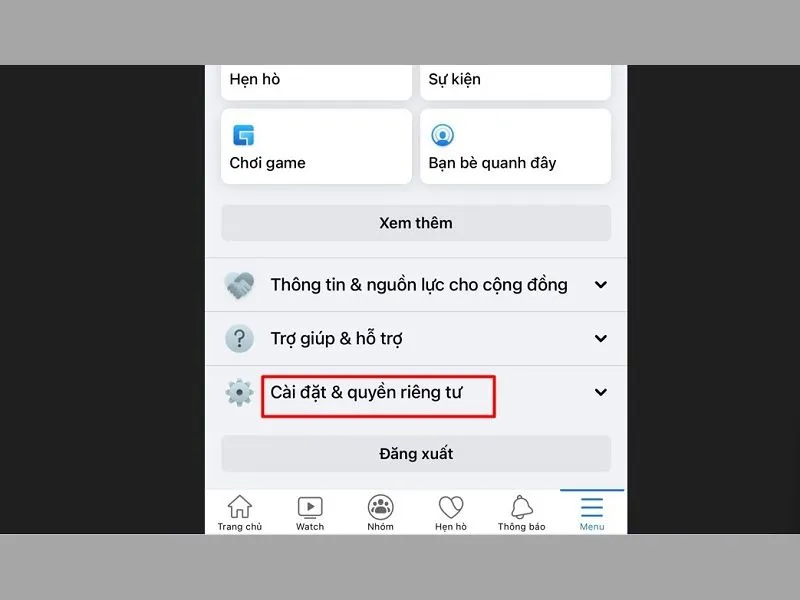 Chọn Cài đặt & quyền riêng tư