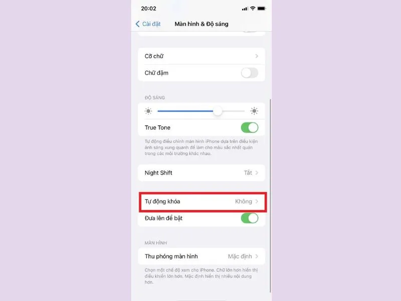 hướng dẫn màn hình iphone luôn sáng