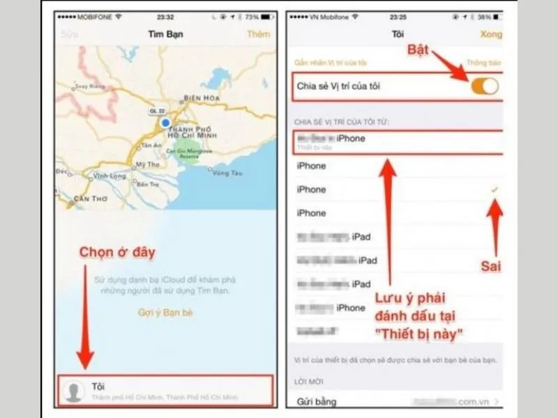 Mở ứng dụng “Cài đặt” trên iPhone đó rồi bật “Chia sẻ vị trí của tôi”