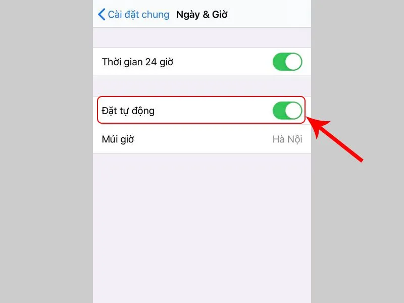 Đặt tự động cách chỉnh giờ trên iphone
