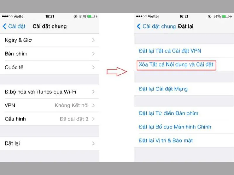 Khôi phục cài đặt gốc iphone