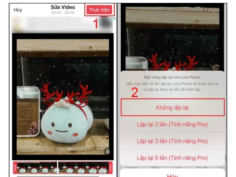 Chọn mục “Thực hiện’ tại góc phải màn hình iPhone