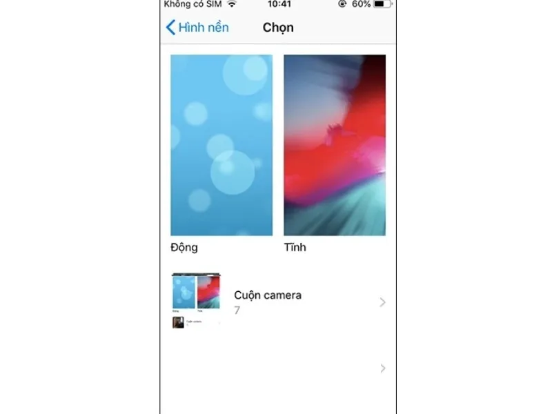 Lựa chọn dạng xuất hiện cho hình nền trên iPhone