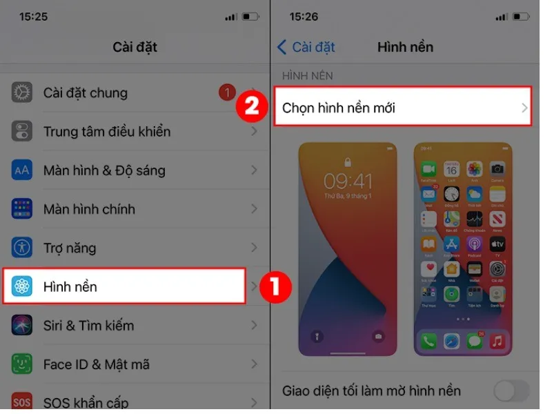 Chọn hình nền mà bạn muốn