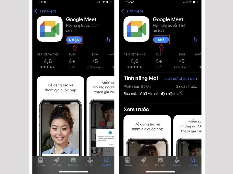 Tải và mở ứng dụng Google Meet