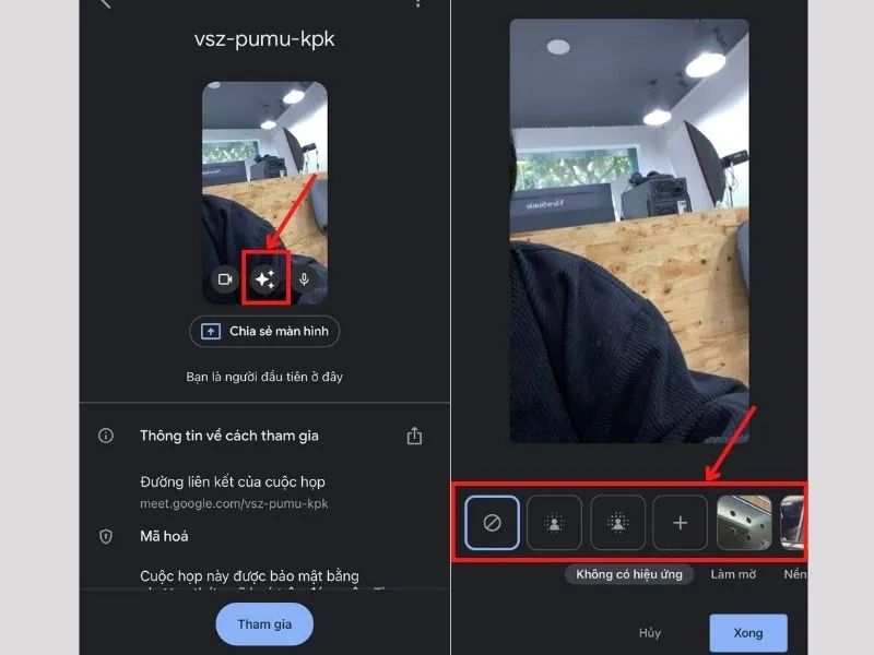 Cách đổi nền Google Meet trên điện thoại iPhone trước khi tham gia cuộc gọi