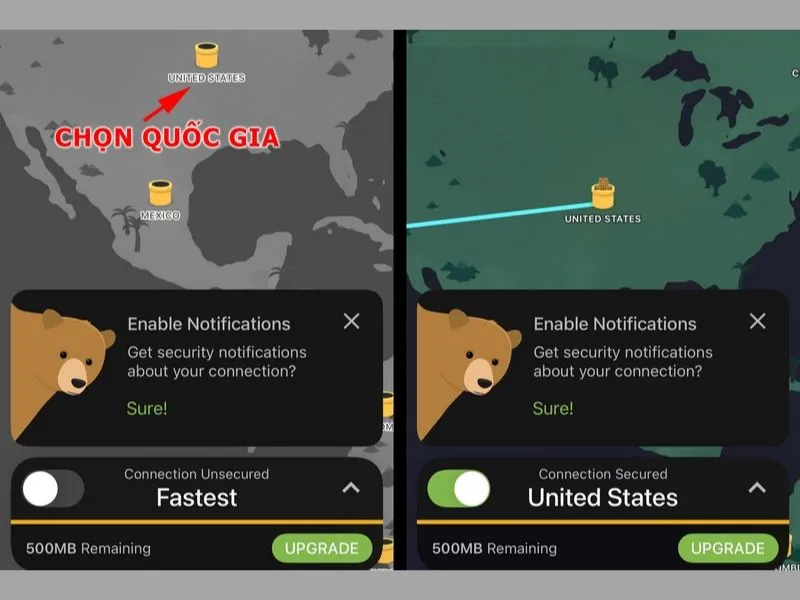 sử dụng App TunnelBear trên iPhone
