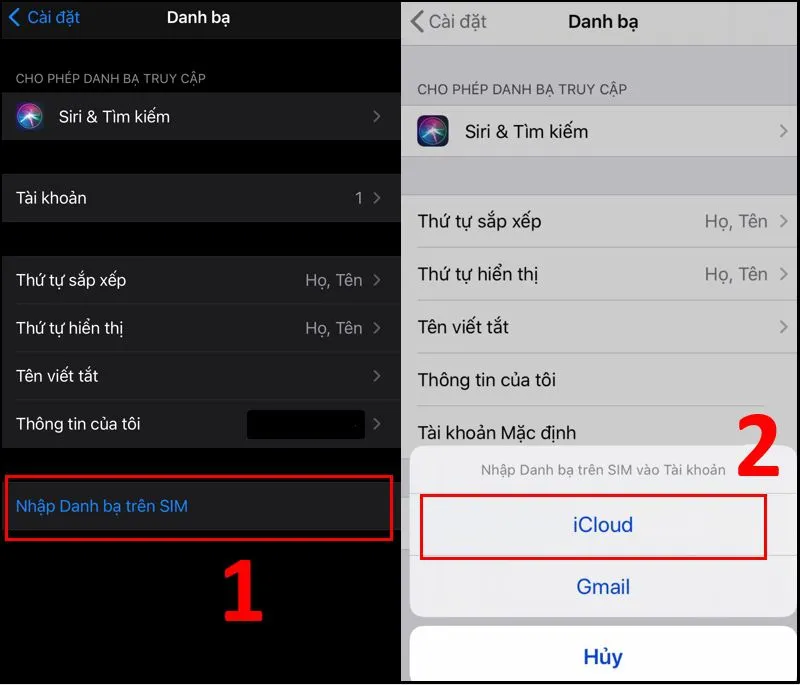 Nhập danh bạ trên SIM