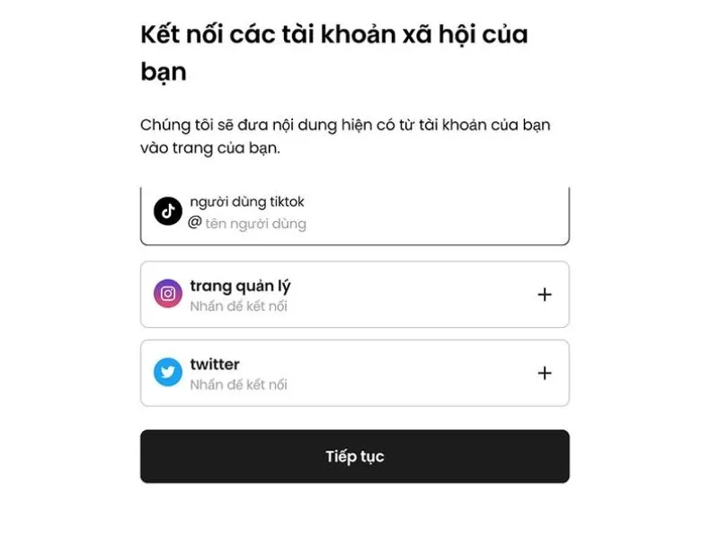 ket noi tai khoan mang xa hoi