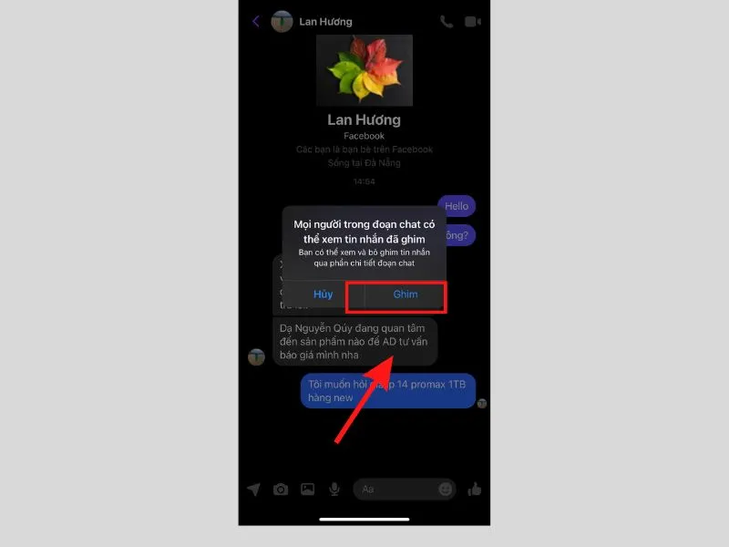 Cách ghim tin nhắn trên messenger fb trên iphone đơn giản