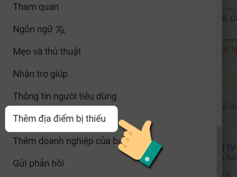 Chọn thêm địa điểm bị thiếu