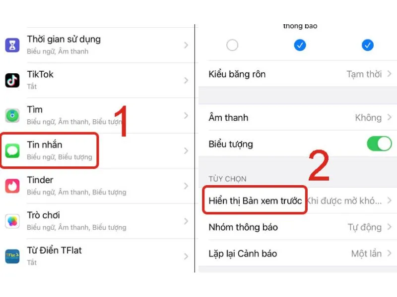 Kiểm tra xem đã bật tính năng thông báo 